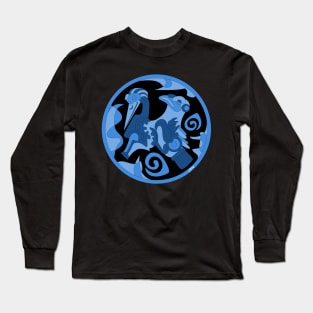 pelican seagull bird mexican totonac glyph ecopop art Long Sleeve T-Shirt